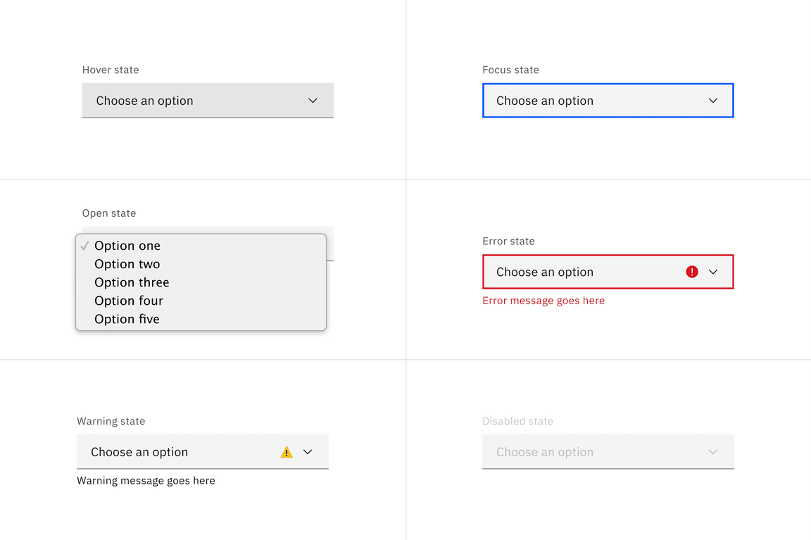 Select interactive states